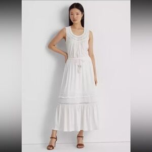 NWT Lauren Ralph Lauren Crocheted Jersey Sleeveless Dress - 6, 8, 10, 14